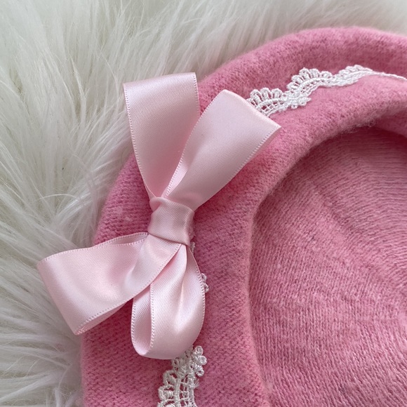 Dolls Kill Pink Bow Beret - Picture 7 of 8